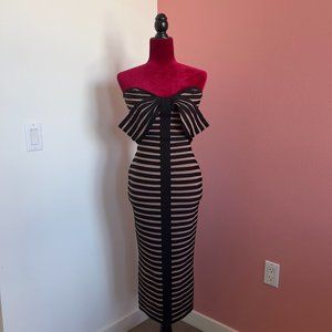 House of CB Petra striped bandaged midi dress